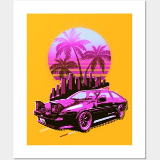 AE Purple Rerto Sunset Posters and Art